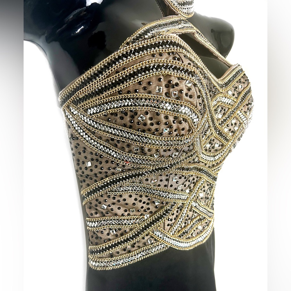 Alexia Designs Strapless Black and Gold Dress - Picture 5 of 14